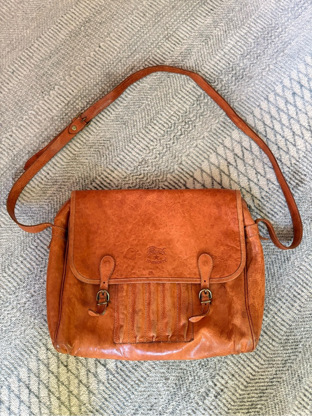 IL Bisonte Leather Satchel Crossbody Bag in Cognac